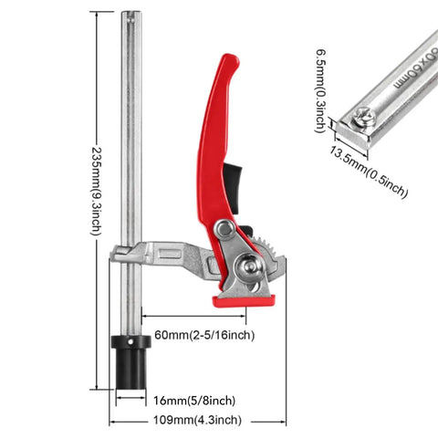 One Hand Ratchet Bench Dog Clamp For Woodworking, Five Eighths Inch Grab And Go Hold Down Clamp For Workbench, Quick Tighten And Release