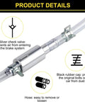 4 Piece Universal Brake Fluid Bleeder Kit With One Way Check Valve Hose and Metal Clamps, close-up of check valve component