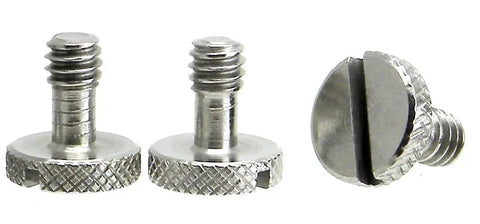 Heavy Duty Stainless Steel Tripod Screws With Flat Head Slots For Quick Release Plates Rock Solid Camera Hardware Compatible With Top Brands No Fuss Setup 3 Pack showing 1/4"-20 threaded design.