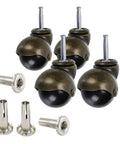 1.5 Inch Ball Caster Stem Wheel With Sockets, Vintage Antique Swivel Caster For Furniture Like Coffee Tables And Cabinets, Durable PP And Steel Construction With Antique Gold Finish, Quiet Rolling Wheels, Pack Of 4