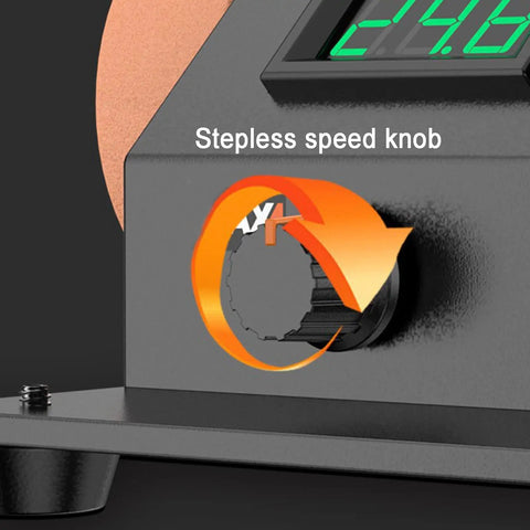 Heavy Hustle Desktop Belt Sander And Compact Electric Polisher With Clear Lcd Panel smooth variable speed knob for precise adjustments.