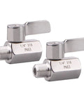 Stainless Steel Ball Valve Inline One Quarter Inch NPT Female To Male Thread Pack Of 2 Heavy Duty SUS316 Body