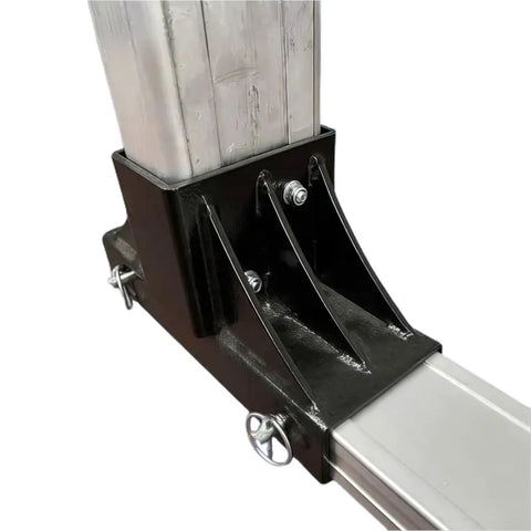 Built Damn Tough Portable Gantry Crane 1 Ton Capacity Adjustable Height Heavy Steel Hoist base and support detail.