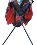 Cart Bag To Stand Conversion Kit With Lightweight 8oz Aluminum Attachment, Anti Slip Bag Grip, And Steel Rope Cord in use