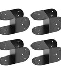 Heavy Duty 4x4 Post Bracket Connector 4 Piece Pergola Brackets for Wood Posts Outdoor Garden Yard Fence Deck Gazebo Gate Mailbox Weather Resistant Joint Reinforcement and Load Bearing Support for Stronger Structures DIY Friendly, black metal brackets set