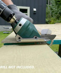 Snapper Shear Siding Pro cordless drill attachment making 5/16 inch clean cut on fiber cement siding with an 18V drill.