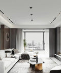 UBNMIUBV 9 Pack White Aluminum Led Recessed Lighting Kits - 8W, 10W, 12W, 15W, 20W Adjustable Downlights in modern living room.