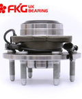 Front view of Front Wheel Bearing Hub Assembly 2WD Fits Chevy Silverado Tahoe Suburban Express 1500 2500 GMC Sierra Savana Yukon Cadillac Escalade 6 Lug Set Of 2 Beefed Up Heavy Duty Aftermarket Replacement showing detailed construction and studs.
