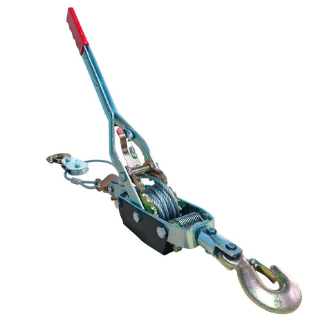 Heavy Duty 11,000 Lbs Come Along Winch With 12 Ft Steel Cable And 3 Hooks, Dual Gear Power Puller for jobsite use.