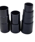 Enafu plastic vacuum hose adapters, front view, black, 3 sizes set.