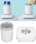 Compact Electric Cup Cooler And Warmer With Triple Temp Settings showing cooling and heating functions with a 450ml mug.