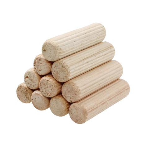 Wooden Dowel Pins Pack Of 120 Three Eighths Inch By One And A Half Inch Straight Grooved Pins With Beveled Ends Tapered For Furniture Doors
