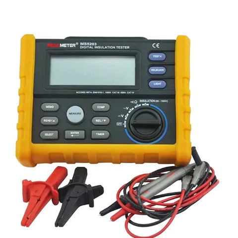 High Voltage Digital Insulation Resistance Tester With DCV And ACV Detection, 1000 Volt Range, 10 G Ohm Range, Large LCD Display