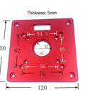 No Sweat Fit Aluminum Alloy Router Table Insert Bushings dimensions 120mm x 120mm with 5mm thickness detail for trim routers.