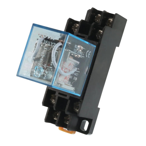 Heavy Duty 35mm DIN Rail DPDT Power Relay With 8P Pins, AC 24V Coil, Socket Included, 10A 240VAC And 28VDC, general purpose