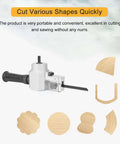 All In One Heavy Duty Dual Head Nibbler And Cutter Drill Attachment cutting various wood shapes