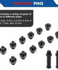 Jiimee 15-piece pulley holder toolkit, front view; black pins in 3.5–10 mm sizes with two 1/2in drive bolts