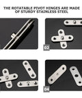 Hidden Door Hinges 12 Pack Stainless Steel Beefy Heavy Duty Pivot Hinges For Cabinets With Concealed Mechanism Rust Resistant