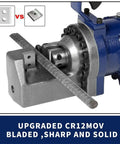 1350 Watt Heavy Duty Electric Rebar Cutter Cuts Up To 7/8 Inch Steel Bars Including 4 To 22 Mm #7 Rebar with upgraded sharp jaw blades.