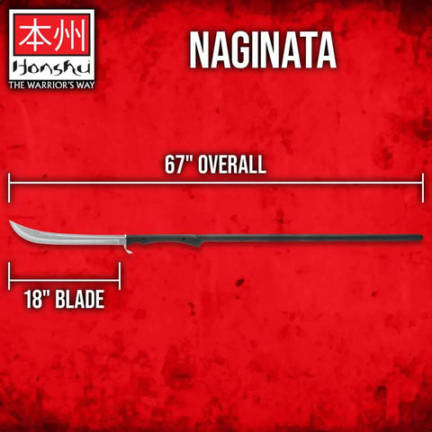 Naginata Japanese Polearm Sword With Sheath Satin Finished 18 Inch 7Cr13 Stainless Steel Blade, 67 Inch Overall Length