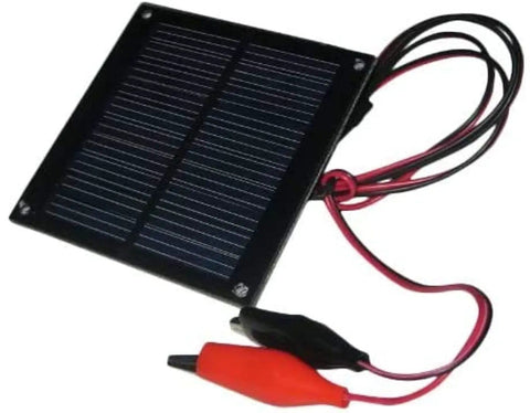 Dope Mini 0.5W 5V Solar Panel Module For DIY Projects with wires and clips, polysilicon epoxy cell, blocking diode visible