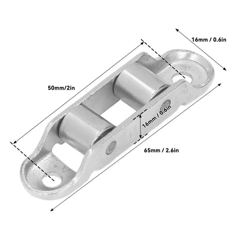 4Pcs Rock Solid Sliding Door Rollers 0.4 Inch Stainless Steel Double Drive Wheel Pulley shown from side with dimensions labeled.