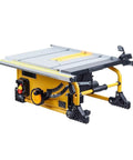 Heavy Duty 8 Inch Sliding Table Saw With 80 Tooth Blade And Beefy Rugged 1500W Motor, showing durable metal frame and cutting plate.