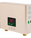 3000W Electric Tankless Water Heater With LED Display And Instant Hot Flow showing temperature control and aluminum construction.