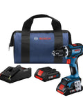 One Half Inch Brushless Hammer Drill And Driver Kit With Core 18v 4ah Battery Featuring Rapid Torque Kickback Guard Led Lamp Built Tough for Pros and Crews. Includes drill, charger, and battery.