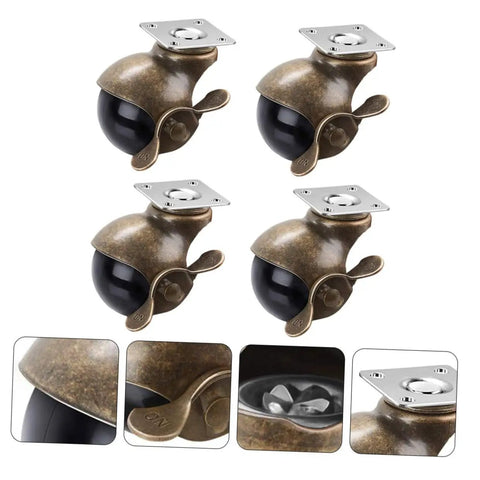 Vintage Brass Finish Plate Casters And 2 Inch Swivel Furniture Wheels Built Tough for easy installation and mobility.