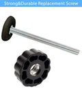 Badass M8 Spindle Rods Replacement Hardware Set For Pressure Mounted Baby And Pet Safety Gates Fits Like A Charm With Durable Black Threaded Screws And Chunky Wall Guards showing M8 screw with rubber pad and black knob.