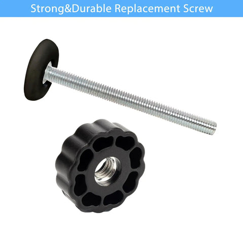 Badass M8 Spindle Rods Replacement Hardware Set For Pressure Mounted Baby And Pet Safety Gates Fits Like A Charm With Durable Black Threaded Screws And Chunky Wall Guards showing M8 screw with rubber pad and black knob.