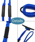 Close-up of 4 Pack Boat Bungee Dock Lines 4 To 5 Point 5 Ft With Loop Elastic Mooring Ropes in blue showing details and loops.