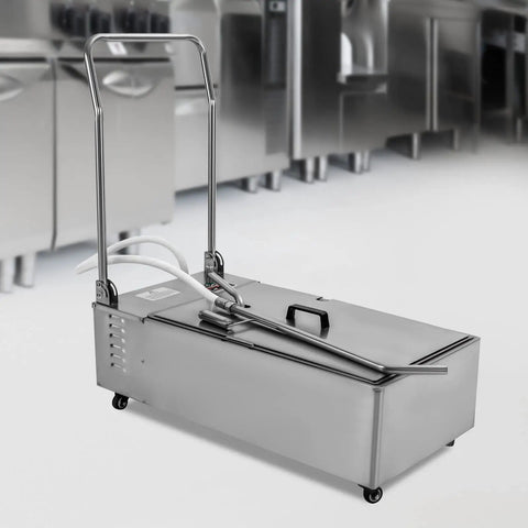 Professional Restaurant Oil Filter Machine 55 Gallon Commercial Fryer Filtration Cart in stainless steel with wheels.
