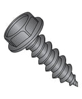 Steel Sheet Metal Screw With Black Oxide Finish Hex Washer Head And Hex Drive Type AB Point For DIY Threading In Thin Metal And Resin Impregnated Plywood Five Sixteenths Inch By Twelve Thread Size Three Quarter Inch Length Pack Of Twenty Five, close-up view