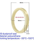 Heavy Duty Polyurethane Oil Seal Rings For Bulldozers And Industrial Cutters Knockout Dustproof Gaskets, 48mm x 40mm size.