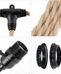 Three Light Plug In Pendant Fixture Built Different Hemp Rope Wire Hanging Lamp Fly Setup For Kitchen Island Living Room Decor Lowkey Modern Vibe Safe UL Certified Sockets Long Reach Cord components black socket and twisted hemp rope pieces