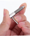 Top Shelf Stainless Steel Spring Plunger Pin With Ergonomic Indexing Handle heavy duty mechanism held in hand for gym equipment.