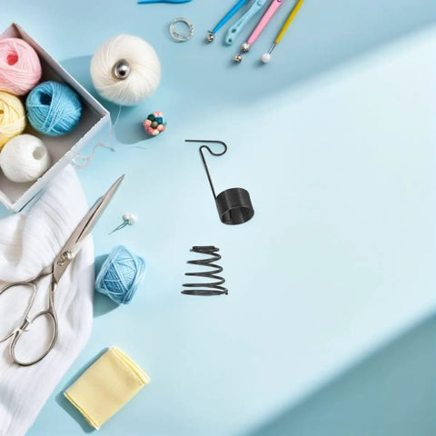 DIY Sewing Machine Tension Spring Replacement Kit 60 Pcs Steel Thread Tension Assembly For Smooth Stitching Easy Install Fits Fabric Crafts And Heavy Duty Machines 1.8cm Handle Length Repair Parts, steel spring parts on blue sewing workspace