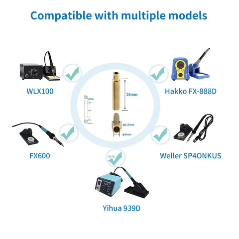 Must Have Brass 3D Printing Finishing Trimming Heads Set 8 Pcs With Connector showing compatibility with soldering irons