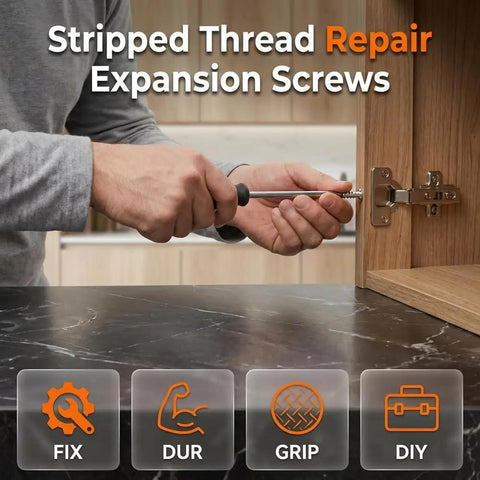 Fix Loose Hinges Quick With 100 Pack Of 6x14mm Door Screw Kit For Cabinet Repair And Stripped Thread Restoration Using Expansion Anchors For Super Secure Stability on wood cabinet hinge