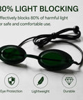 Straight Up Heavy Duty Opt Ipl Laser Safety Goggles For Red Light Therapy And Photon Beauty Machines With Smooth Adjustable Fit And Reliable Green Lens To Lock Down Eye Protection During Any Skincare Routine. 80% light blocking green goggles with a comfortable design.