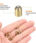 Built Like A Tank Workhorse Brass Ball Point Spring Plungers 30 Pack 4Mm X 5Mm Cabinet Drawer Stops on hand showing sizes.