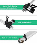 Heavy Duty DC 12V And 24V Linear Actuator Designed For Smooth Push Pull Motion, showcasing aluminum alloy material and built-in limit switch.
