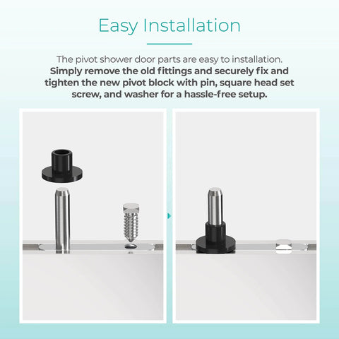 Shower Door Pivot Block With Three Quarters Inch Pin For Framed Swing Doors, Hinge Pin Kit Fits Framed Swing Door Replacement