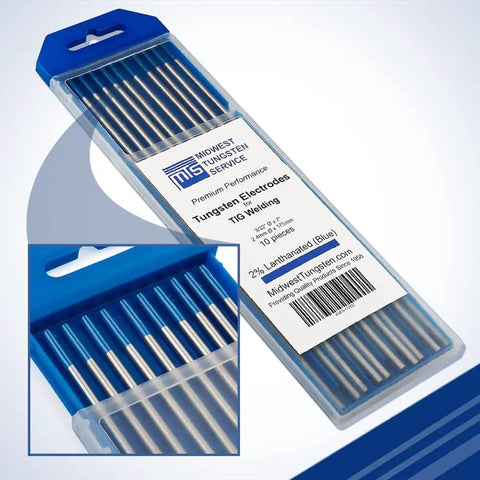 TIG Welding Tungsten Electrodes 10-Pack, 2 Percent Lanthanated WL20 EWLa-2, 3/32 Inch, Blue Tip, Premium Tungsten For TIG Welders From Beginners To Pros, Smooth Arc, Easy Starts, Consistent Performance, Long Lasting