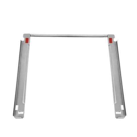 Ultra Compact 29 Inch Laundry Stacking Kit For Front Load Washers And Dryers In Chrome Steel, top view.