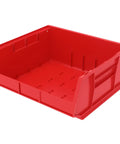 Heavy Duty Red Plastic Storage Bins 18 Pack With 15 By 8 By 7 And 15 By 16 By 7 Inch Sizes Stackable Hanging Crates for tools
