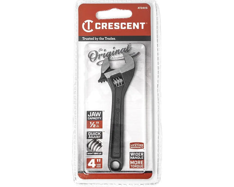 4 Inch Adjustable Black Oxide Wrench Carded Packaging Workhorse Alloy Steel Construction Laser Etched SAE And Metric Scale