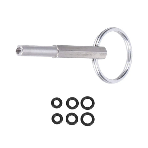 Oval Head Bit Key Stainless Steel Coffee Machine Repair Tool with gaskets shown horizontally, compatible with espresso makers.